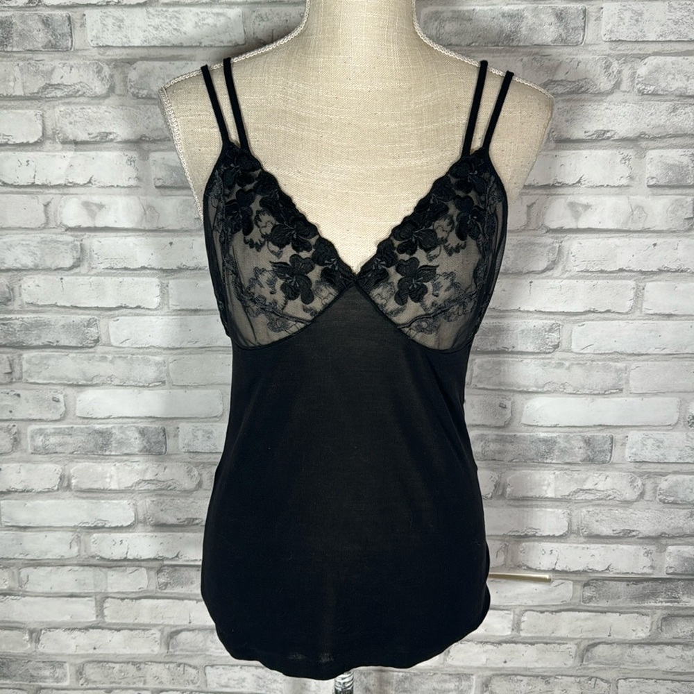 Dana Lace Black Camisole Silky Top Large